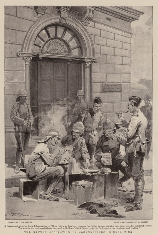Johannesburg brit megszállása, vacsoraidő alkotó: Frederic de Haenen