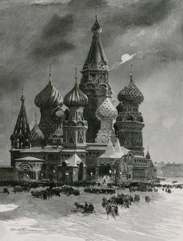 A Szent Bazil-templom a Place Rouge-on karácsony este alkotó: Frederic de Haenen