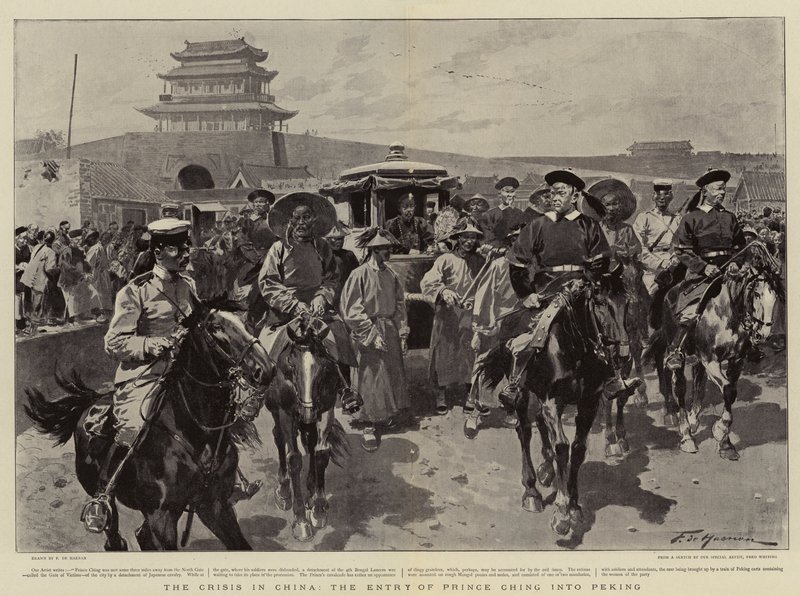 A kínai válság, Ching herceg belépése Pekingbe alkotó: Frederic de Haenen