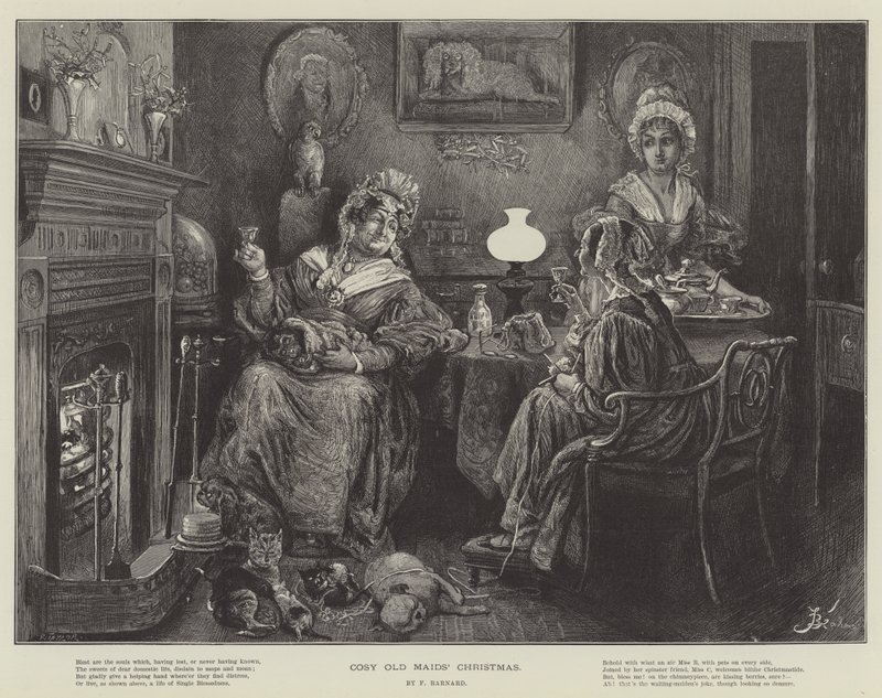 Hangulatos vénlányok karácsonya alkotó: Frederick Barnard