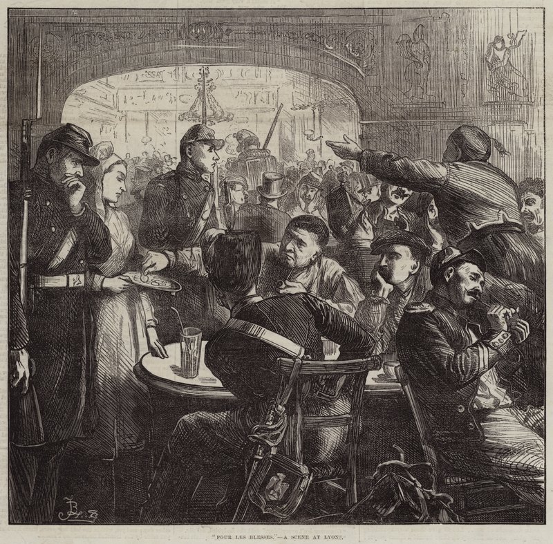 Pour les Blesses, egy jelenet Lyonban alkotó: Frederick Barnard