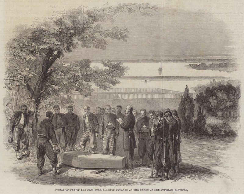 Az egyik New York-i tűzoltó állat temetése Potomac partján, Virginia államban alkotó: Frederick John Skill