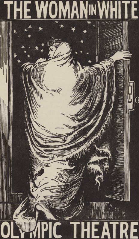 Plakátterv Wilkie Collins The Woman in White című regényének színházi adaptációjához a londoni Olimpiai Színházban alkotó: Frederick (after) Walker
