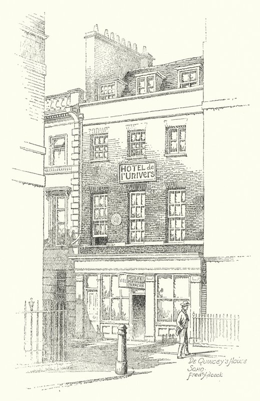 De Quincey háza, Soho (litho) alkotó: Frederick Adcock