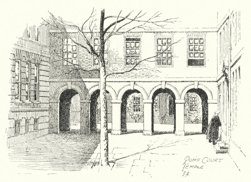 Pump Court, Temple (litográfia) alkotó: Frederick Adcock