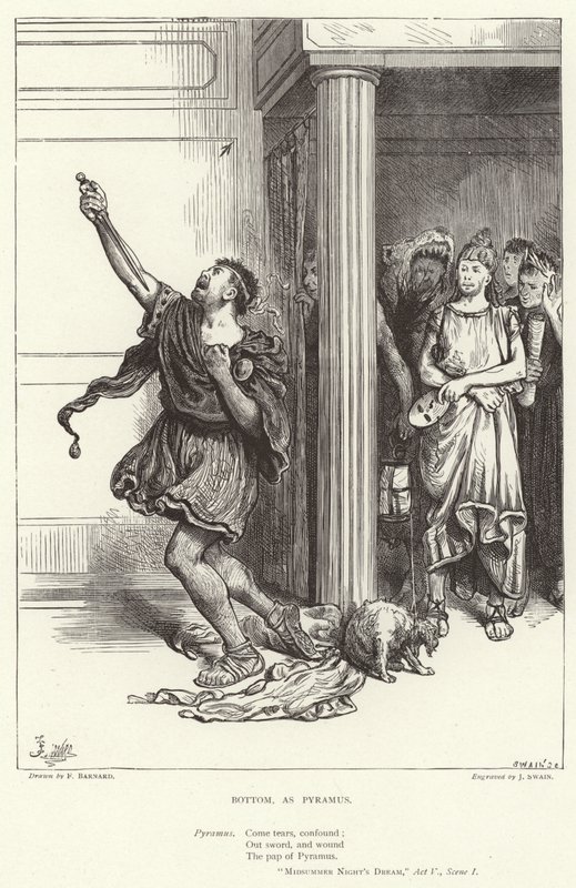 Alul, mint Pyramus, Szentivánéji álom, V. felvonás, I. jelenet alkotó: Frederick Barnard