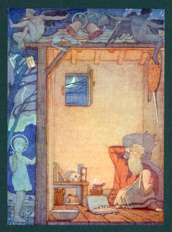 Szent Kristóf, 3. század, július 25-i ünnep (színes litográfia) alkotó: Frederick Cayley Robinson