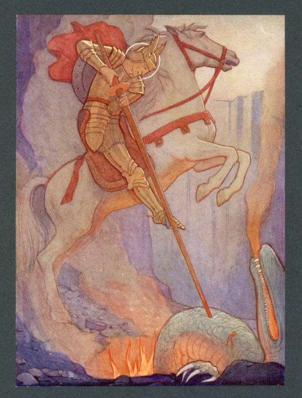 Szent György, 4. század, április 23-i ünnep (színes litográfia) alkotó: Frederick Cayley Robinson