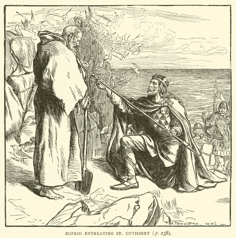 Egfrid könyörgő Szent Cuthbert (metszet) alkotó: Frederick Henry Townsend