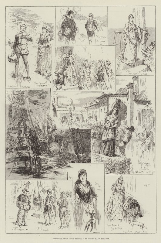 Vázlatok az Armadából a Drury-Lane Színházban alkotó: Frederick Henry Townsend