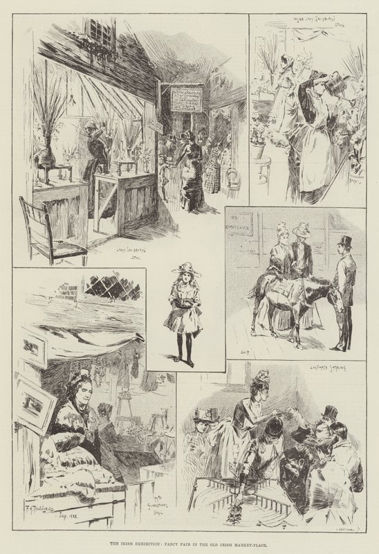 Az ír kiállítás, díszes vásár a régi ír piactéren alkotó: Frederick Henry Townsend