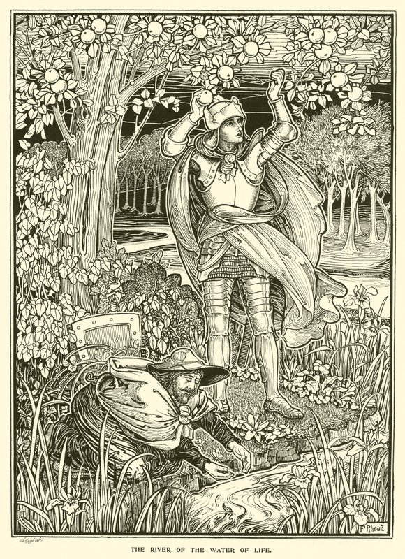 Az élet vizének folyója (metszet) alkotó: Frederick Hurten Rhead