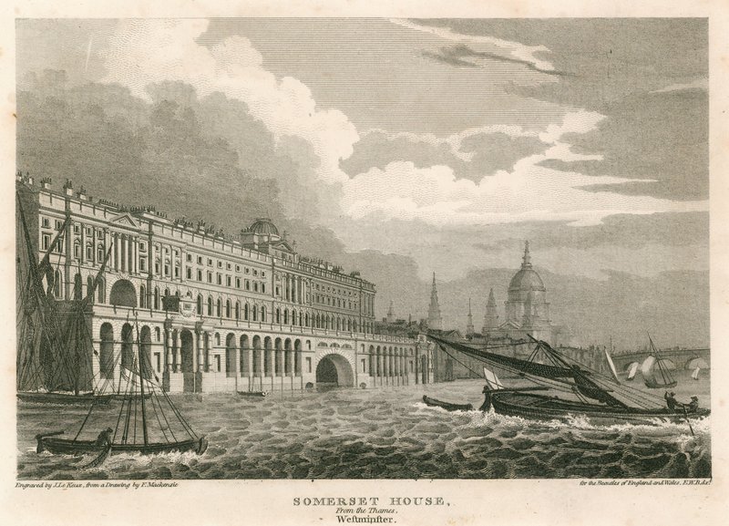 Kilátás a Somerset House-ra, The Strand, London, a Temze, Westminster alkotó: Frederick Mackenzie