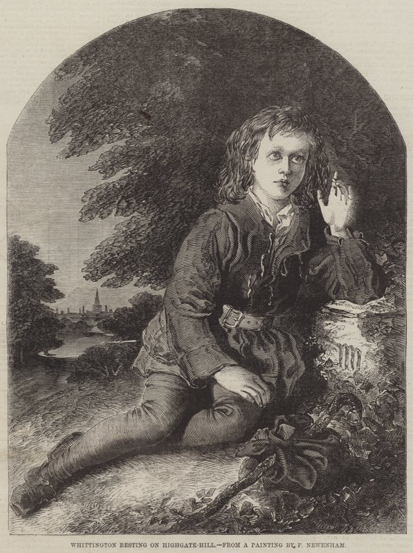 Whittington pihen a Highgate-Hill-en alkotó: Frederick Newenham
