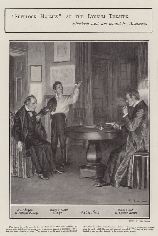 Sherlock Holmes előadása a londoni Lyceum Theatre-ben (litho) alkotó: Frederick Pegram