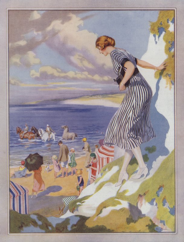 Tengerparti jelenet, plakáttervezés a Kodak számára (színes litho) alkotó: Frederick Pegram