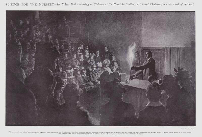 Sir Robert Ball előadásokat tart a gyerekeknek a Királyi Intézetben (litho) alkotó: Frederick Pegram