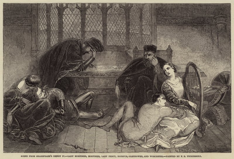 Jelenet Shakespeare IV. Henryjéből, Lady Mortimer, Mortimer, Lady Percy, Hotspur, Glendower és Worcester alkotó: Frederick Richard Pickersgill