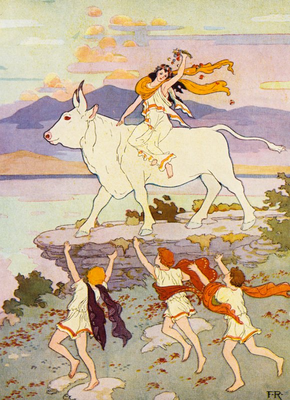 Europa intett a kezével, és azt kiáltotta: "Viszlát" (színes litográfia). alkotó: Frederick Richardson