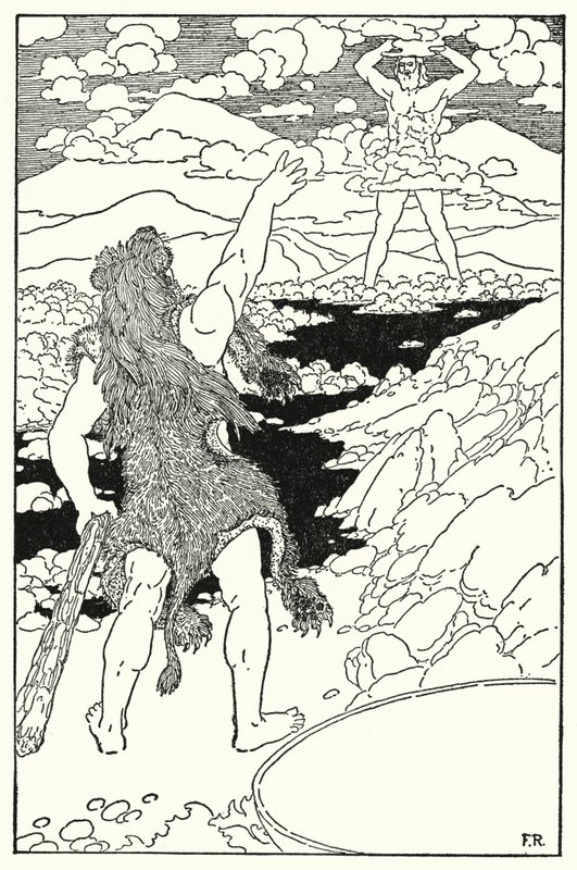 Herkules megpillantotta az óriás arcát annak minden hatalmas vonásaival együtt (litho) alkotó: Frederick Richardson