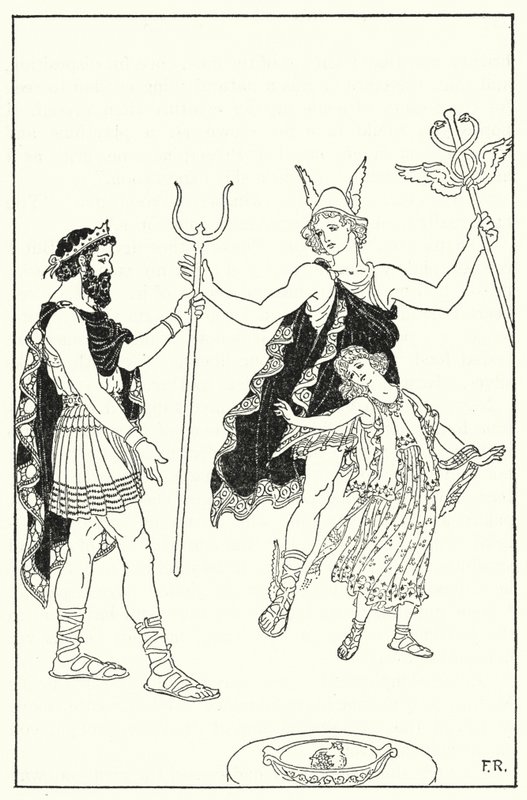Quicksilver elsiette Proserpinát a Plútó palotájából (litho) alkotó: Frederick Richardson