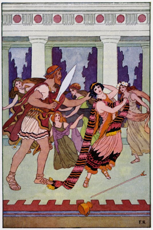 Ulysses megragadta a varázslónőt gyönyörű gyűrűivel (színes litó) alkotó: Frederick Richardson