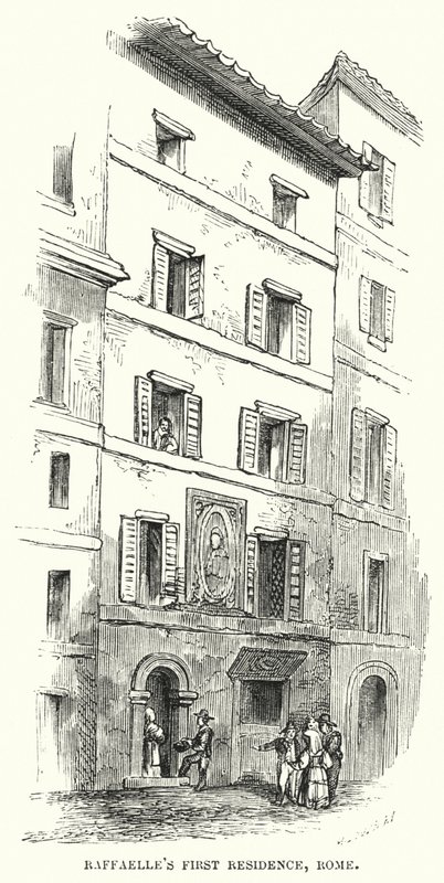 Raffaelle első rezidenciája, Róma (metszet) alkotó: Frederick William Fairholt
