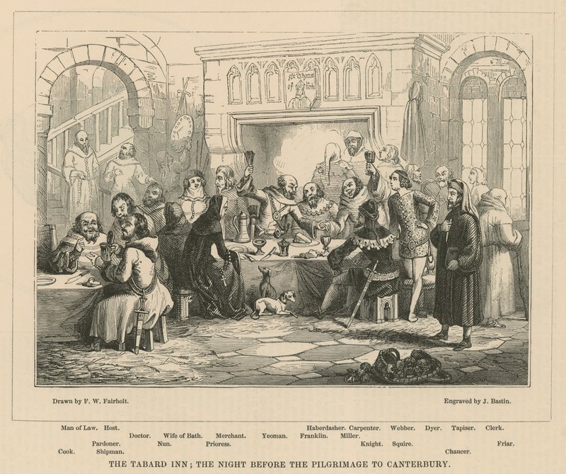 A Tabard Inn, a canterburyi zarándoklat előtti este alkotó: Frederick William Fairholt