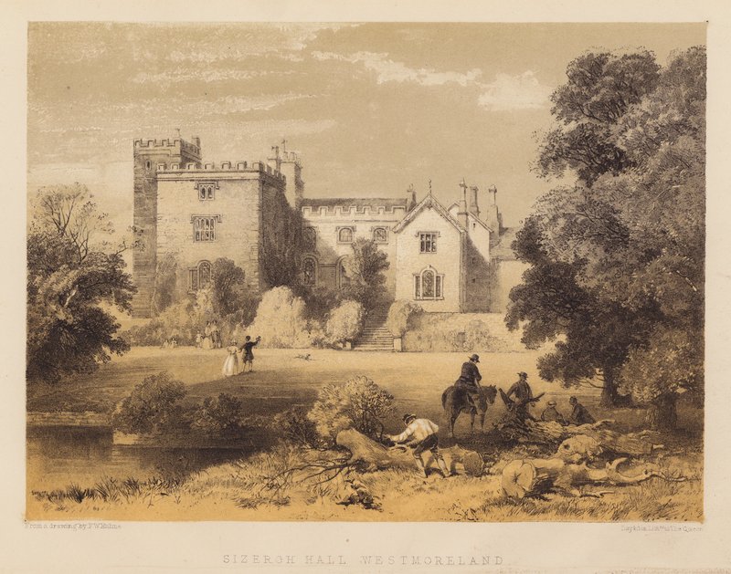 Sizergh Hall, Westmoreland (akvatinta) alkotó: Frederick William Hulme