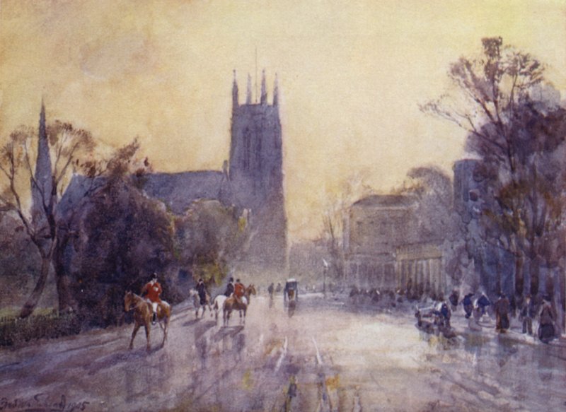 A plébániatemplom és a pumpaterem, Leamington alkotó: Frederick William Newton Whitehead