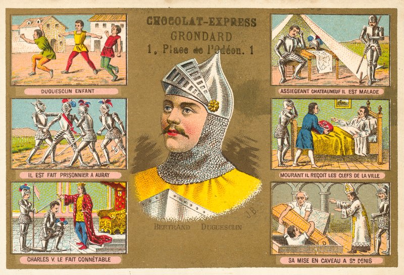 Bertrand du Guesclin francia katonai parancsnok és jelenetek az életéből alkotó: French School