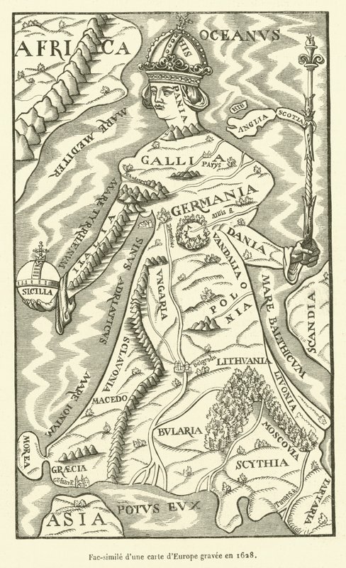Fac Simile egy 1628-ban vésett Európa-térképről alkotó: French School
