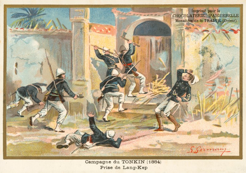 Kepet, Tonkint elfoglaló francia katonák a kínai-francia háborúban, 1884 alkotó: French School