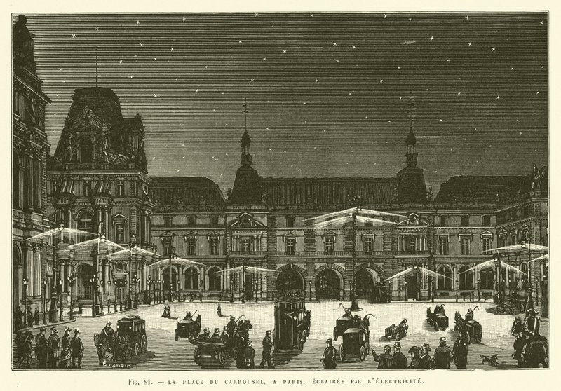 A Place Du Carrousel, Párizsban, Villanyvilágítással alkotó: French School