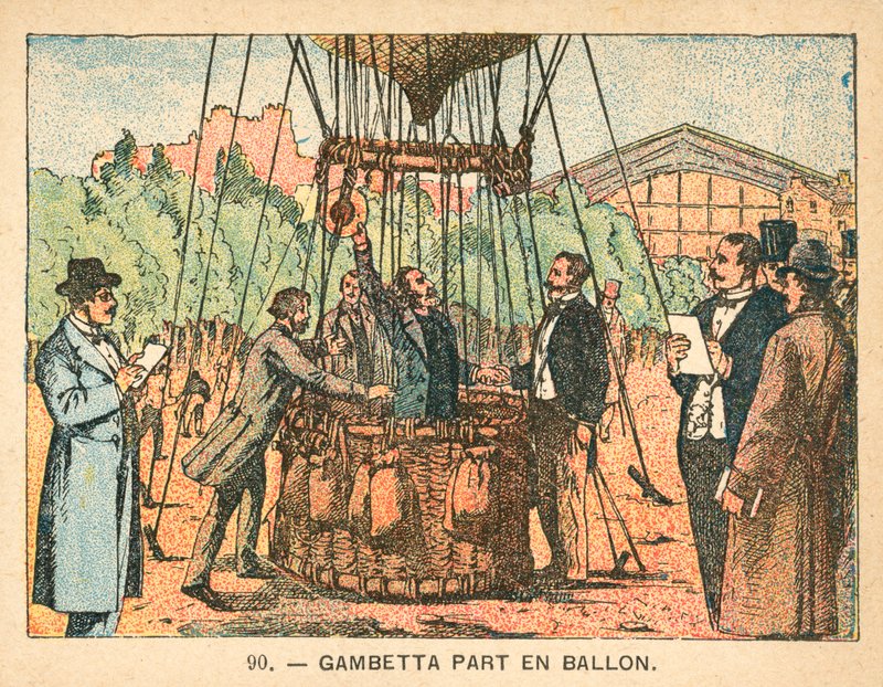 Leon Gambetta léggömbön menekül Párizs ostroma elől, 1870 alkotó: French School