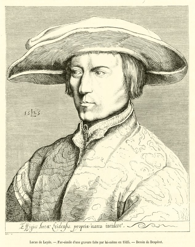 Lucas de Leyde, egy saját maga által készített metszet fakszimile 1525-ben alkotó: French School