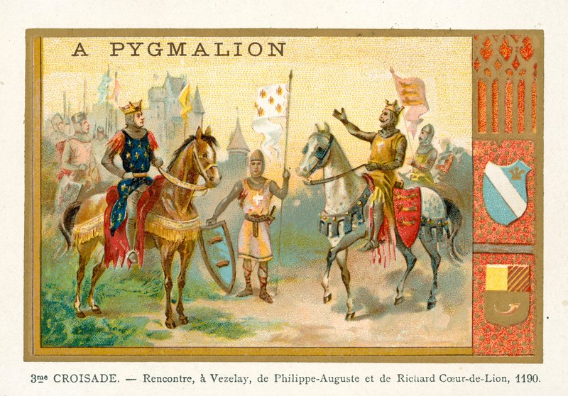 Fülöp Augustus és Oroszlánszívű Richárd találkozása Vezelay-ben, 3. keresztes hadjárat, 1190 alkotó: French School