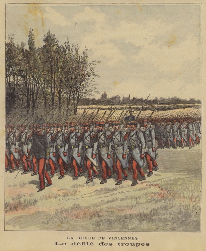 Csapatmenet a francia hadsereg szemléjén Vincennes-ben alkotó: French School