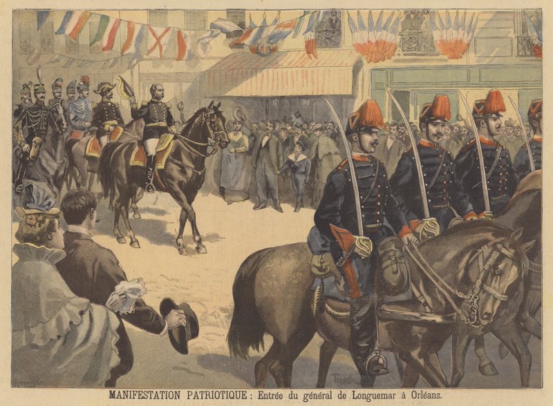 Hazafias tüntetés: Longuemar tábornok belép Orléansba alkotó: French School
