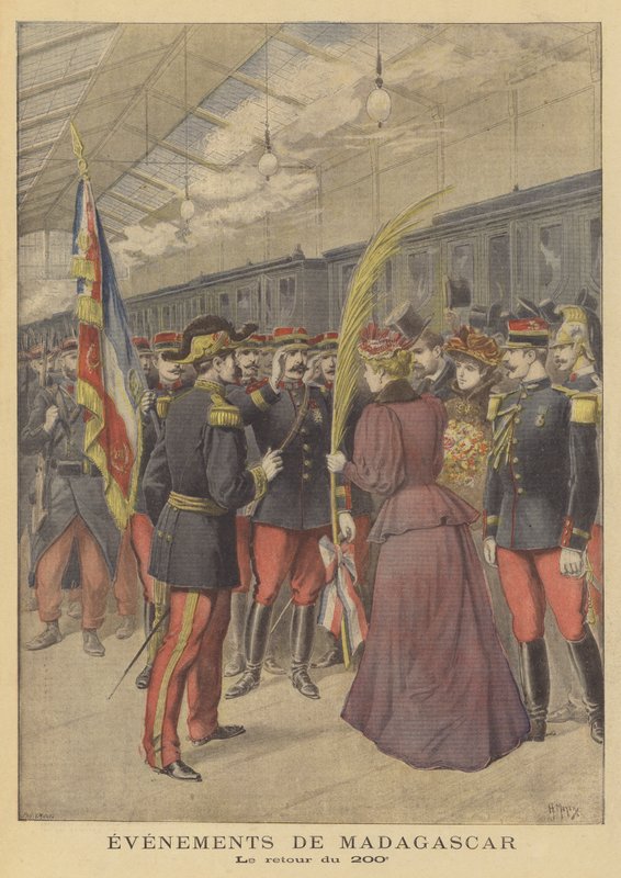 A francia 200. ezred visszatérése Madagaszkárról alkotó: French School