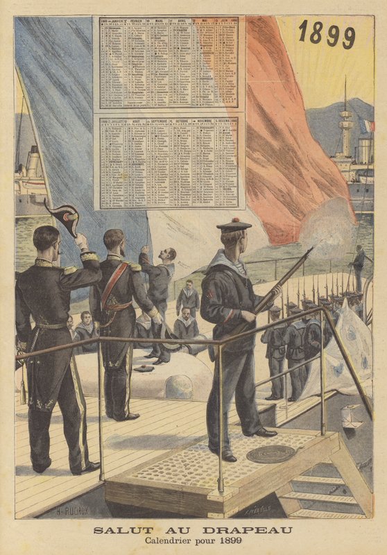 Tisztelet a zászlónak. 1899-es naptár alkotó: French School