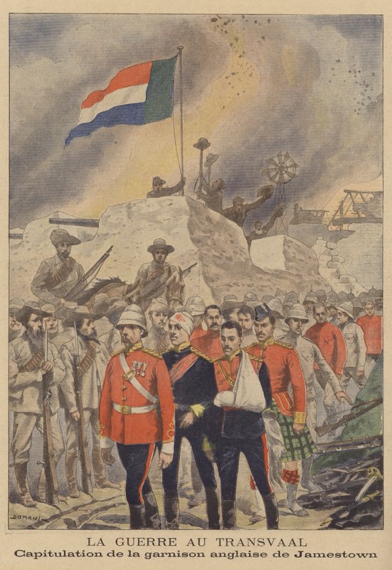 A búr háború: a brit helyőrség feladása Jamestownban alkotó: French School