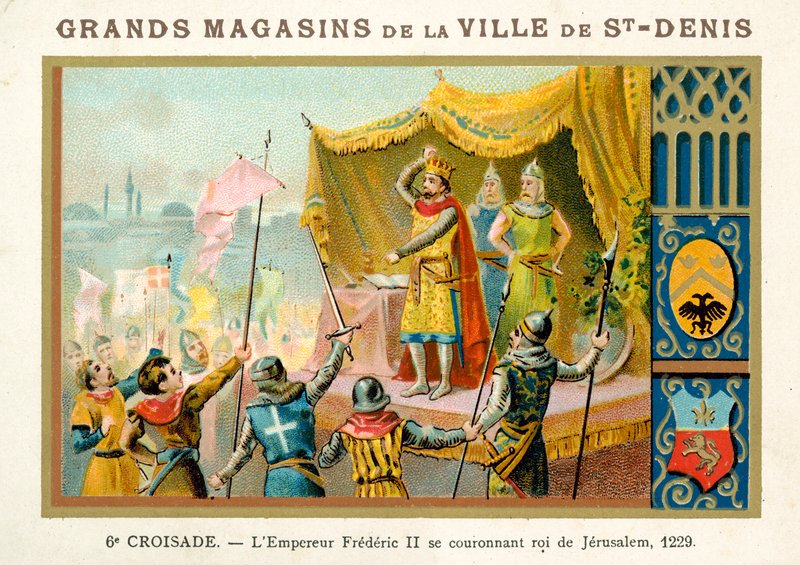 Frigyes császár Jeruzsálem királyává koronáztatta magát, 6. keresztes hadjárat, 1229 alkotó: French School