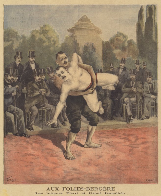 Pierri és Usouf Ismaillolo birkózók a Folies-Bergere-ben alkotó: French School