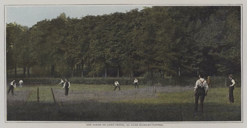 Gyeptenisz a Lycee Micheletben, Vanves, Párizs (színes fotó) alkotó: French Photographer