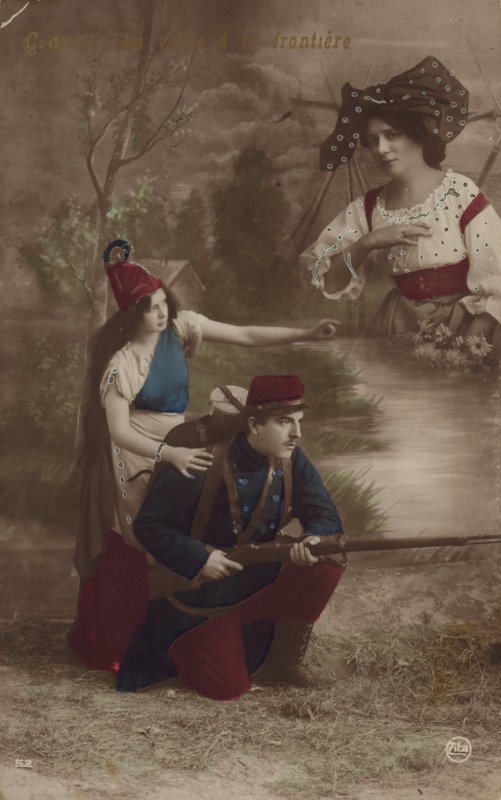 A katonát a Liberty vezeti, és az otthonra gondol (színezett fotó) alkotó: French Photographer