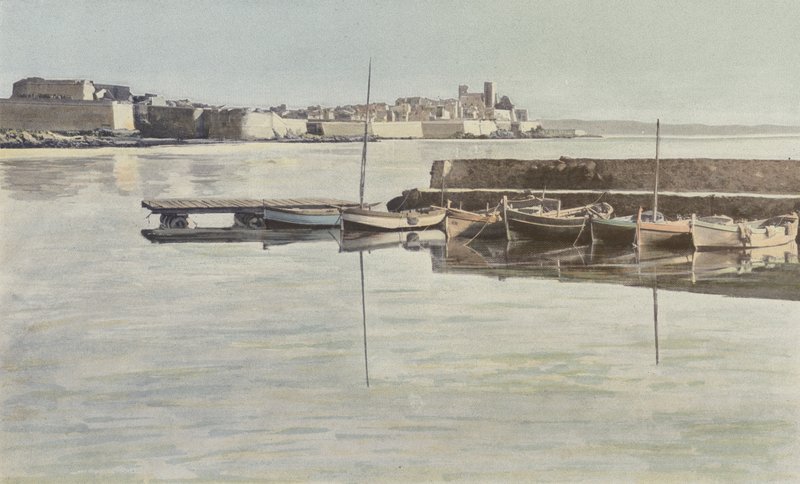 Antibes, sáncok és régi kastély, kilátás a kikötőből alkotó: French Photographer