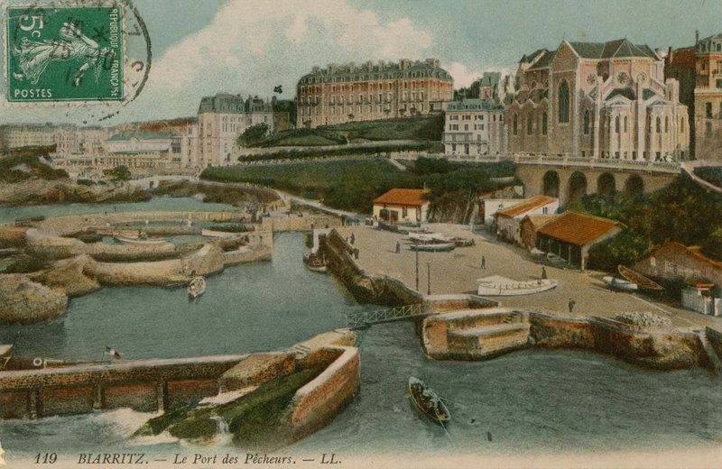 Biarritz, a halászok kikötője. 1913. október 25-én feladott képeslap. alkotó: French Photographer