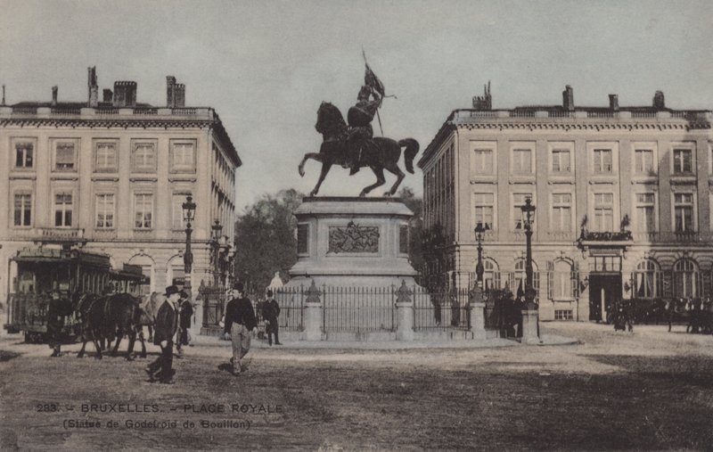 Brüsszel, Place Royale, Godefroid de Bouillon szobra alkotó: French Photographer