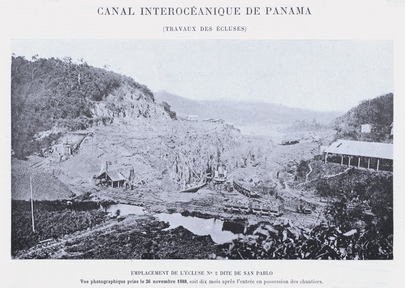 Panama óceánközi csatorna, zárművek (bw fotó) alkotó: French Photographer